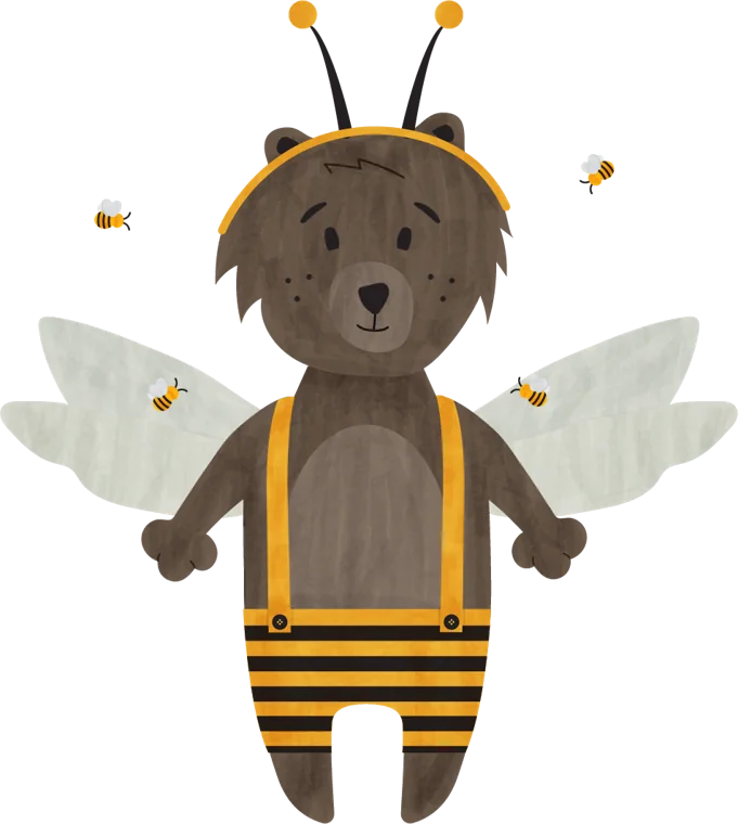EverGrins bear character dressed as a bumblebee