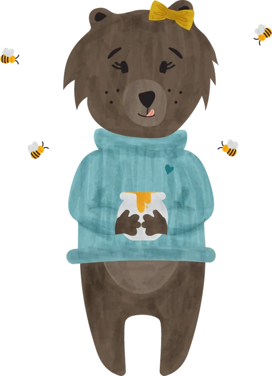 EverGrins bear character holding a honey jar