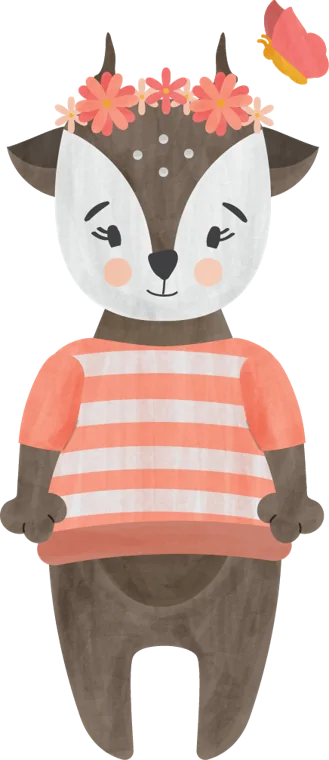 Deer character wearing a flower crown